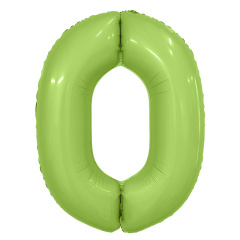 Шар (40''/102 см) Цифра 0, Slim, Мистик, Фисташка, Сатин, 1 шт. в уп.
